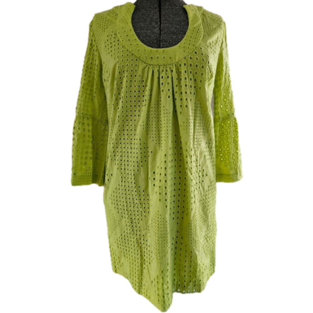 Trina Turk Green Eyelet Midi Dress